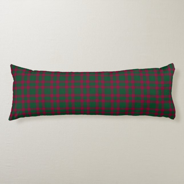 Green Burgundy Plaid Pattern Body Pillow (Front)