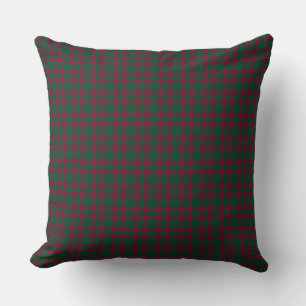 Green Burgundy Plaid Pattern Throw Pillow