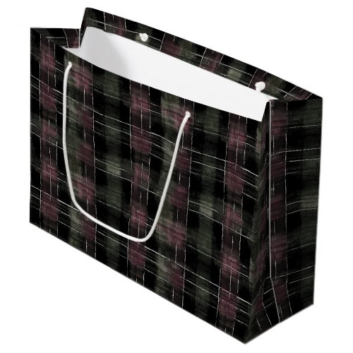 Green Burgundy Red Stripes Birthday Large Gift Bag