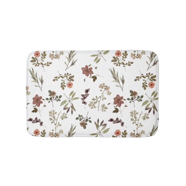 Green Burgundy Wildflower  Bath Mat (Front)