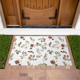 Green Burgundy Wildflower Doormat