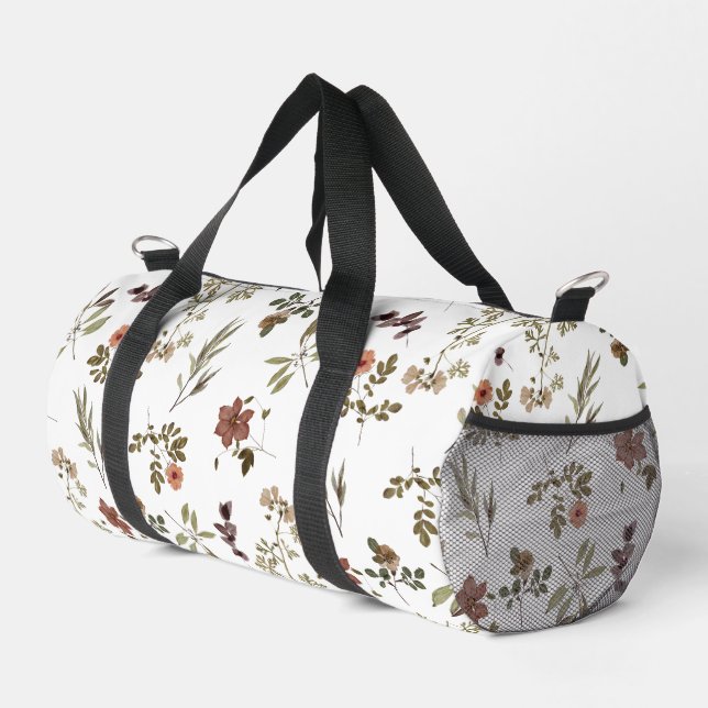 Green Burgundy Wildflower Duffle Bag (Right Corner)
