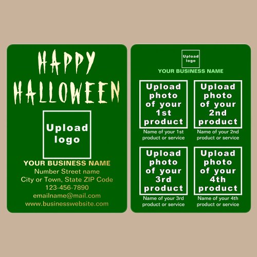 Green Business Brand on Halloween Foil Holiday Card