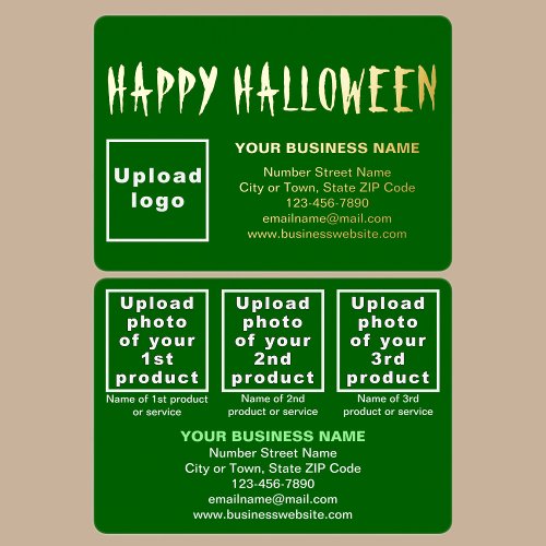 Green Business Brand on Halloween Rectangle Foil Holiday Card