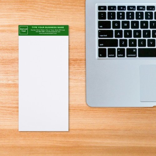 Green Business Brand on Heading of Long Magnetic Notepad