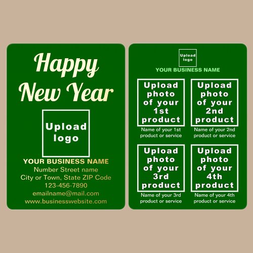 Green Business Brand on New Year Foil Holiday Card