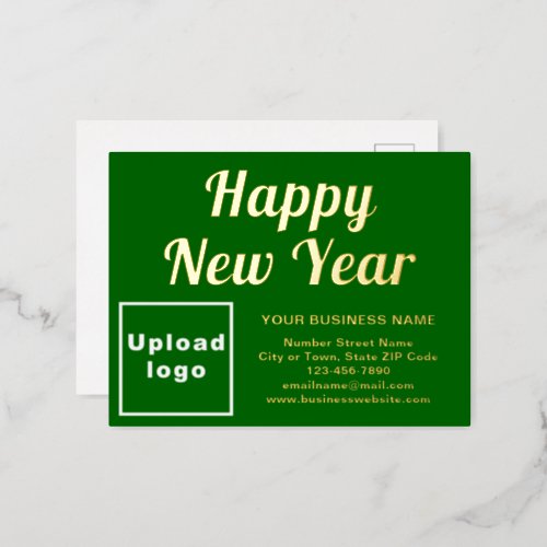 Green Business Brand on New Year Foil Holiday Postcard