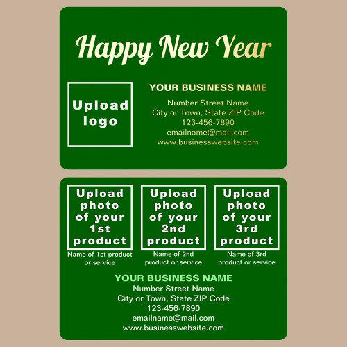 Green Business Brand on New Year Rectangle Foil Holiday Card