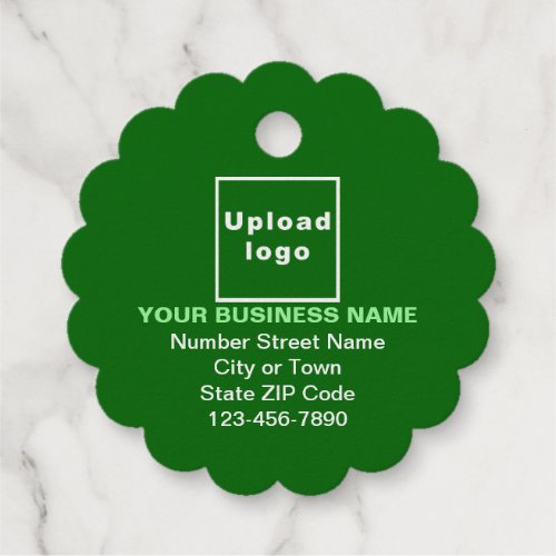 Green Business Brand on Scalloped Round Shape Foil Favor Tags