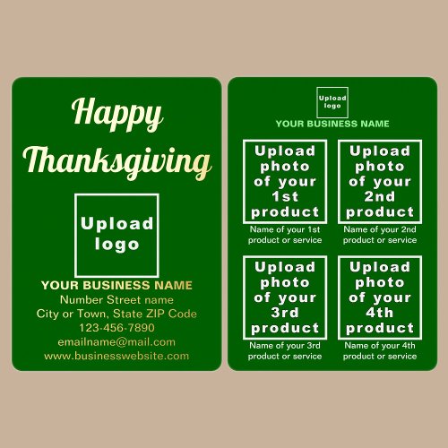 Green Business Brand on Thanksgiving Foil Holiday Card