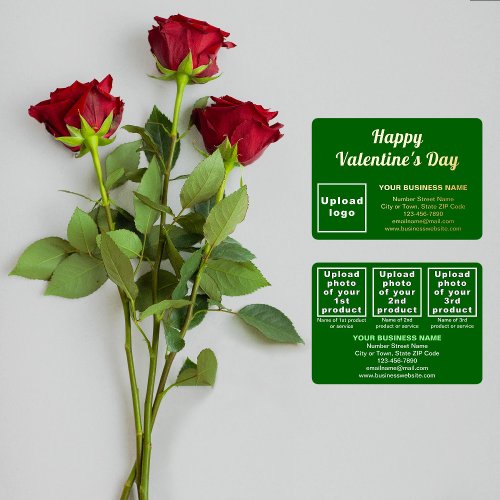 Green Business Brand on Valentine Rectangle Foil Holiday Card