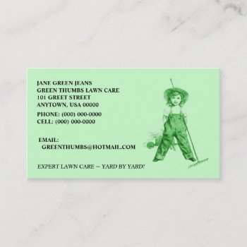 Green Business Cards ~ Heirloom Organic Lawncare   by layooper at Zazzle