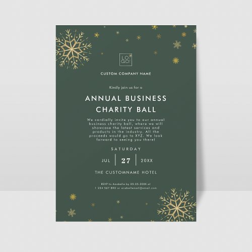 Green  Business Christmas Party Event Fundraiser Invitation