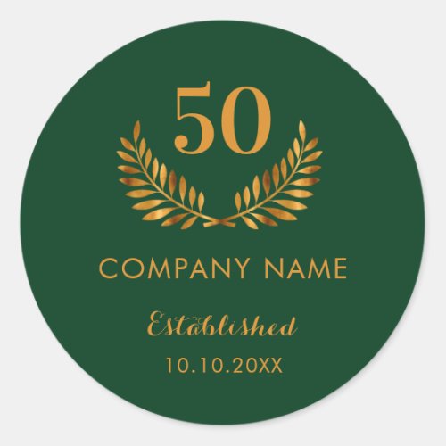 Green business comapany name established year classic round sticker