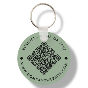 Green Business Custom QR Code Keychain