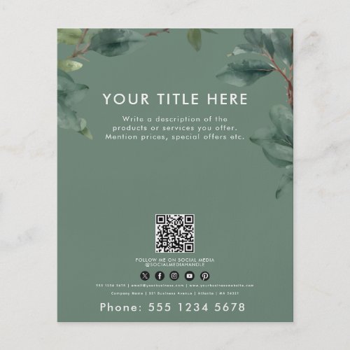 Green Business Eucalyptus QR Code Social Media  Flyer