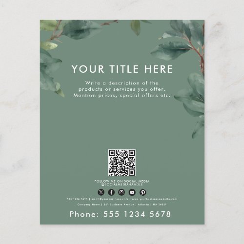 Green Business Eucalyptus QR Code Social Media  Flyer