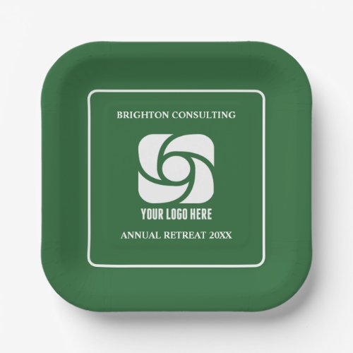 Green Business Logo Custom Company Party Paper Plates