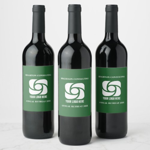 Green Business Logo Custom Company Party Wine Label