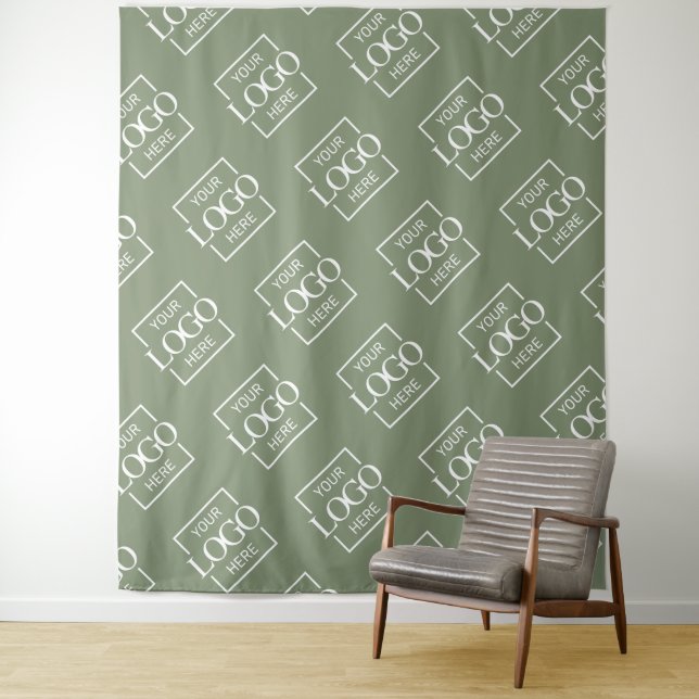 Green Business Logo Pattern Trade Show Backdrop (In Situ)
