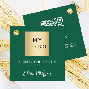 Green business logo QR code hang tag