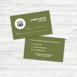 Green Business Logo Simple Minimalist Appointment Card