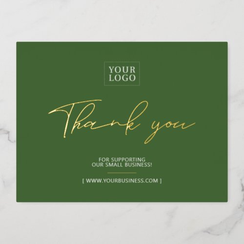 Green Business Logo Thank you Package Insert Foil Invitation Postcard