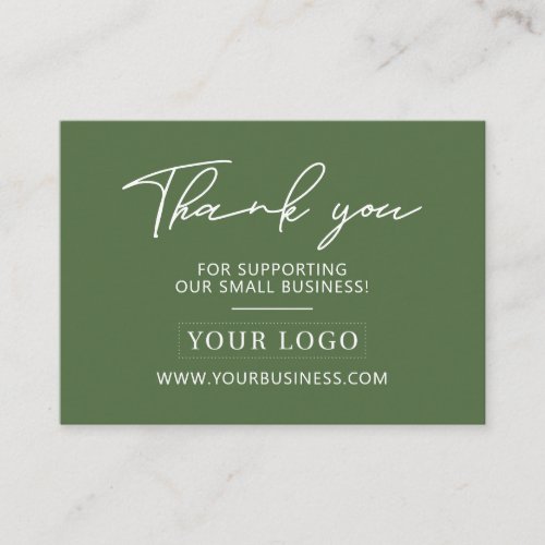 Green Business Logo Thank you Product Care Business Card