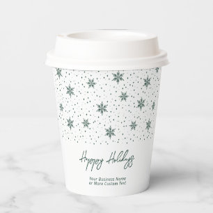 Green Business Logo Winter Holiday Paper Cups