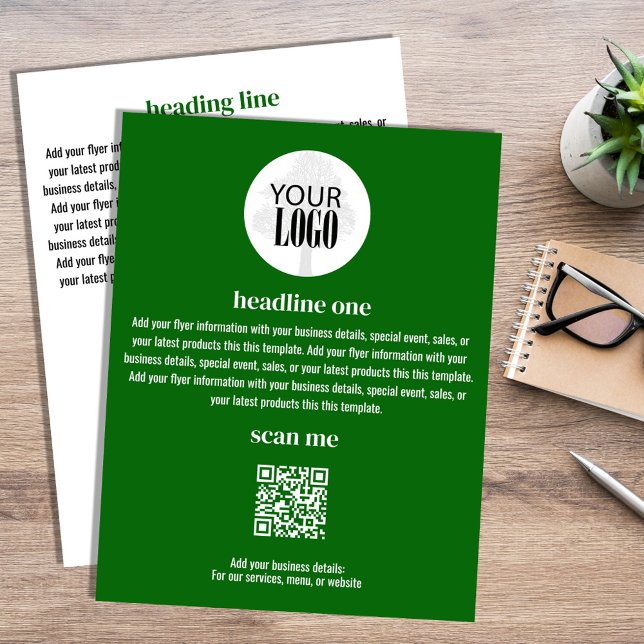 Green Business Marketing Flyer Template (Green and white business flyers. )