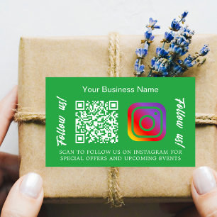 Green business name qr code Instagram Rectangular Sticker