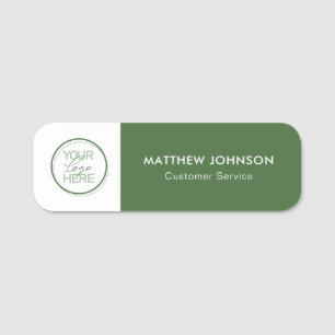Green Business Name Tags with Logo & Job Title