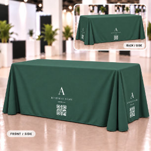 Green Business QR Code Table Banner Tablecloth