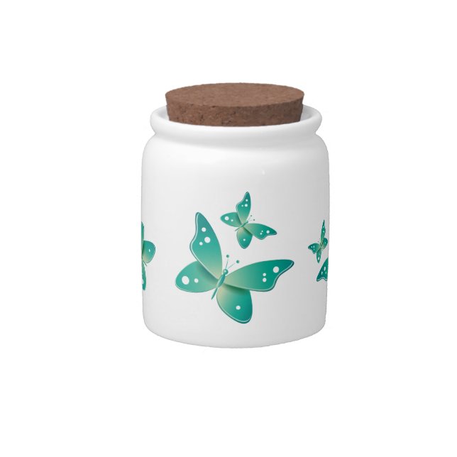 Green Butterflies Candy Jar (Front)