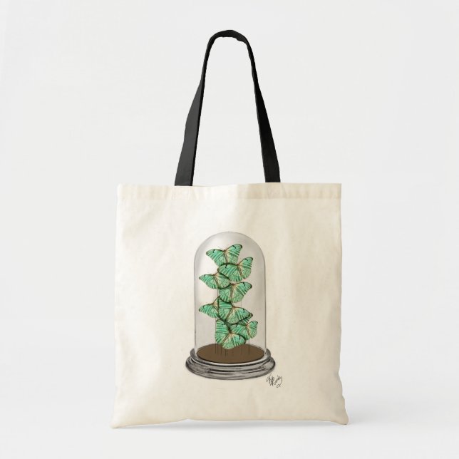 Green Butterflies in Bell Jar 2 Tote Bag (Front)
