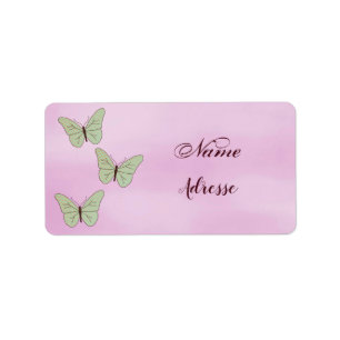 green butterflies, label