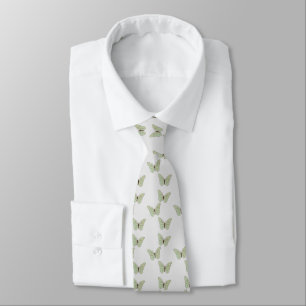 Green butterflies neck tie