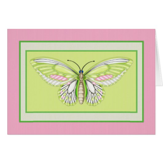 Green Butterfly 3 Animal Theme Blank Greeting Card (Front Horizontal)