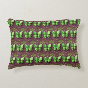 Green Butterfly 3D Optics Accent Pillow