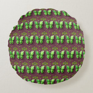 Green Butterfly 3D Optics Round Pillow