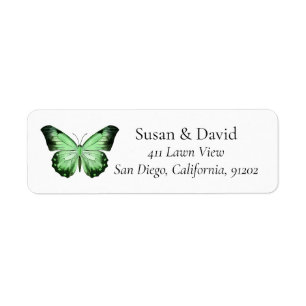 Green Butterfly Address Label