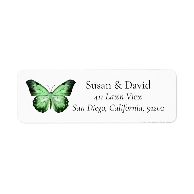 Green Butterfly Address Label (Front)