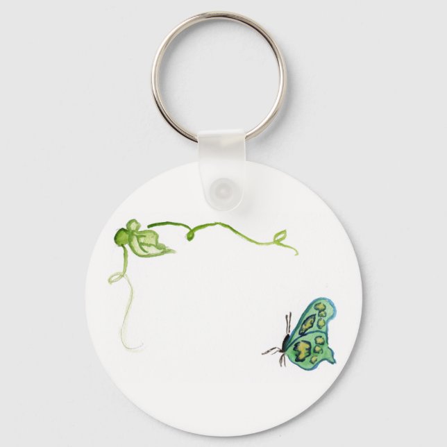 Green Butterfly and Green Vine Charm Keychains (Front)