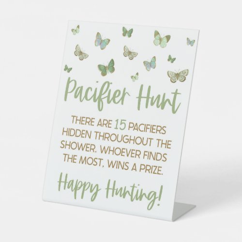 Green Butterfly Baby Shower Pacifier Hunt Game