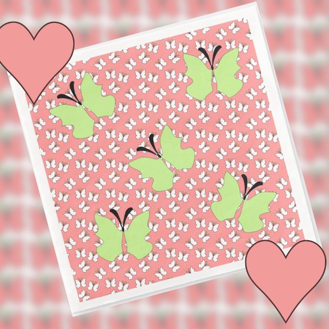 Green Butterfly Birthday Party Paper Dinner Napkins (Creator Uploaded)