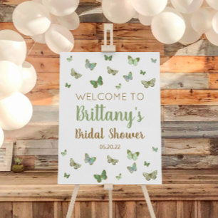 Green Butterfly Bridal Shower Welcome Sign