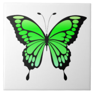 Green butterfly ceramic tile