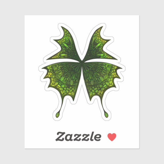 Green Butterfly Custom-Cut Sticker Scrapbook (Sheet)