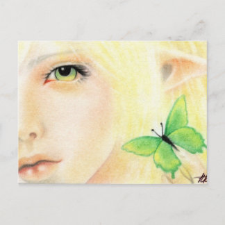 Green Butterfly Fairy Postcard