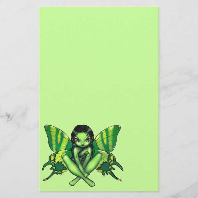 "Green Butterfly Fantasy" Stationery (Front)